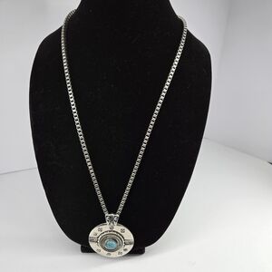 Silver and Blue Pendant Necklace